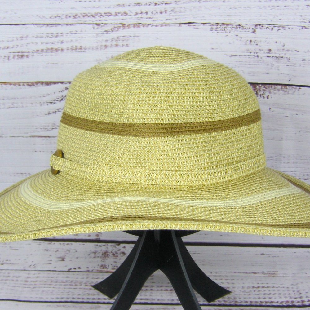 Sun N Sand Striped Crushable Packable Floppy Wide Brim Sun Hat